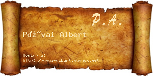 Pávai Albert névjegykártya